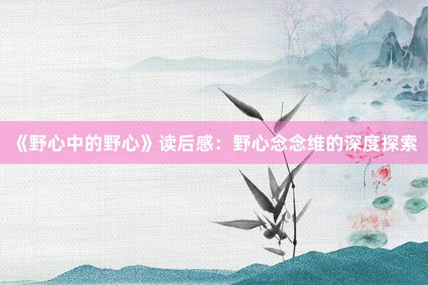 《野心中的野心》读后感：野心念念维的深度探索