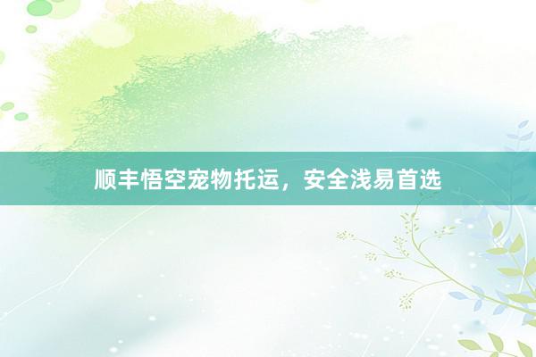 顺丰悟空宠物托运，安全浅易首选
